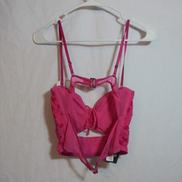 Forever 21 Pink Heart Patterned Lingerie Crop Top Festival Girly Size XL - Picture 7 of 8